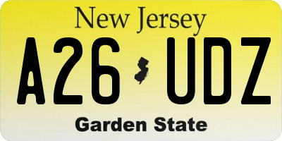 NJ license plate A26UDZ