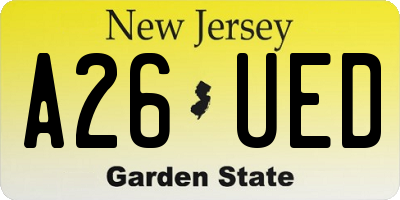 NJ license plate A26UED