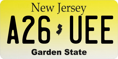 NJ license plate A26UEE