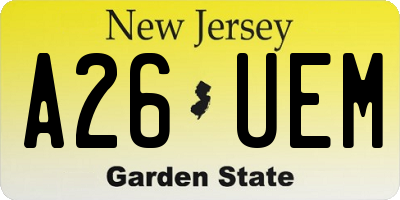 NJ license plate A26UEM