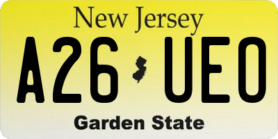NJ license plate A26UEO