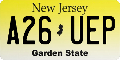 NJ license plate A26UEP