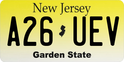 NJ license plate A26UEV