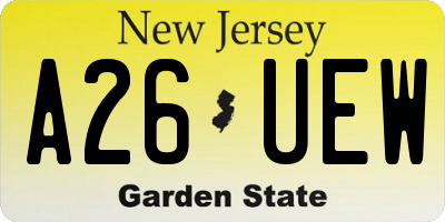 NJ license plate A26UEW