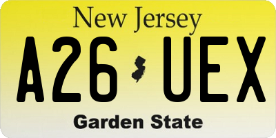 NJ license plate A26UEX