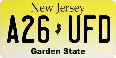 NJ license plate A26UFD
