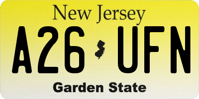 NJ license plate A26UFN