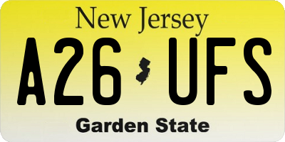 NJ license plate A26UFS