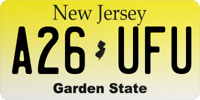 NJ license plate A26UFU