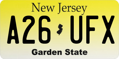 NJ license plate A26UFX