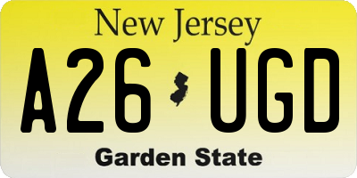 NJ license plate A26UGD