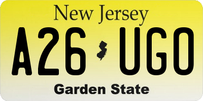 NJ license plate A26UGO