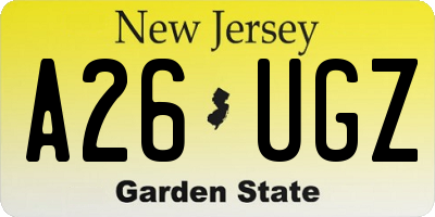 NJ license plate A26UGZ