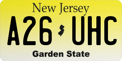 NJ license plate A26UHC