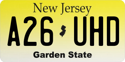 NJ license plate A26UHD