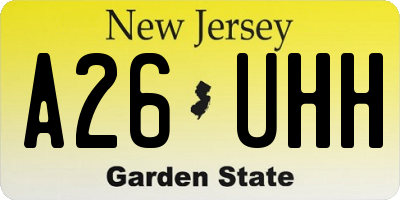 NJ license plate A26UHH
