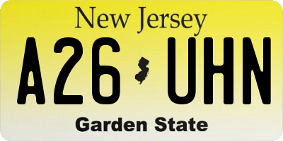 NJ license plate A26UHN