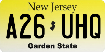 NJ license plate A26UHQ
