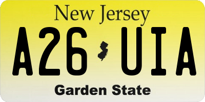 NJ license plate A26UIA