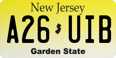 NJ license plate A26UIB