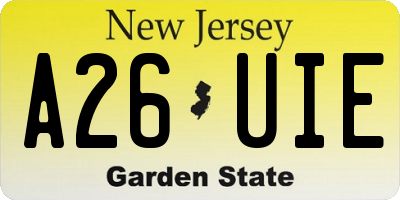 NJ license plate A26UIE