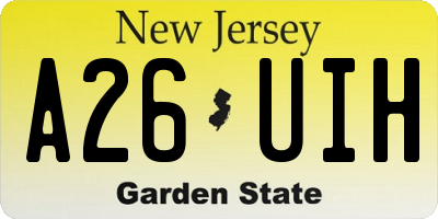 NJ license plate A26UIH