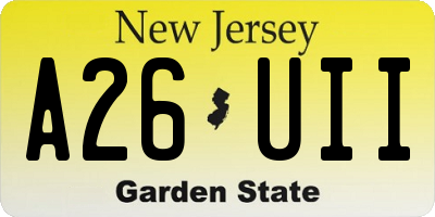 NJ license plate A26UII