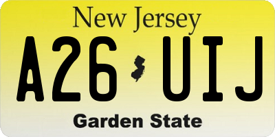 NJ license plate A26UIJ