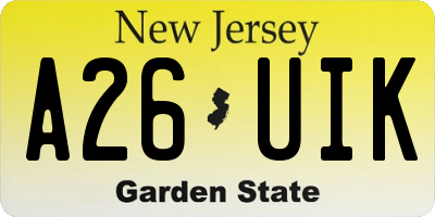 NJ license plate A26UIK