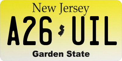 NJ license plate A26UIL