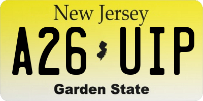 NJ license plate A26UIP