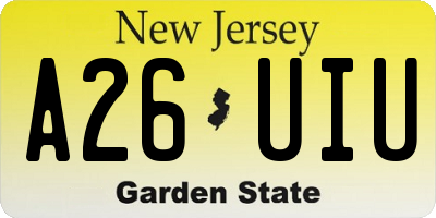 NJ license plate A26UIU