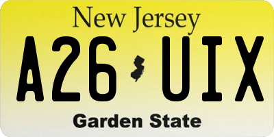 NJ license plate A26UIX