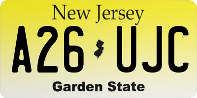 NJ license plate A26UJC