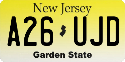NJ license plate A26UJD