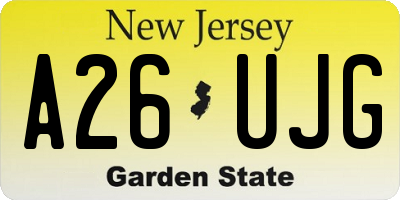 NJ license plate A26UJG