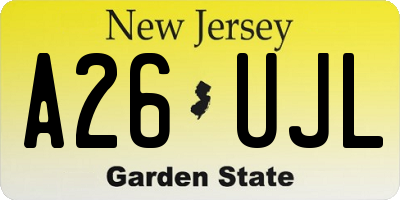 NJ license plate A26UJL