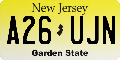 NJ license plate A26UJN