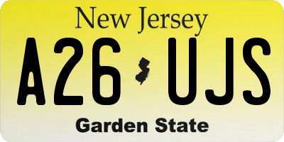 NJ license plate A26UJS