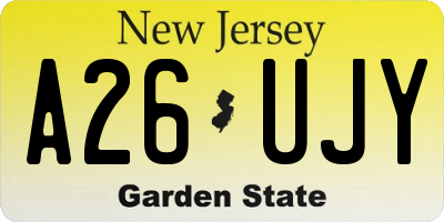 NJ license plate A26UJY