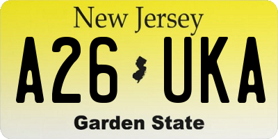 NJ license plate A26UKA