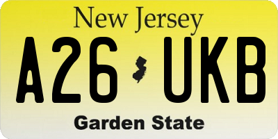NJ license plate A26UKB