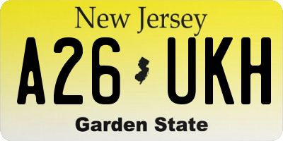 NJ license plate A26UKH