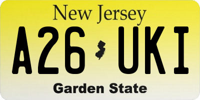NJ license plate A26UKI