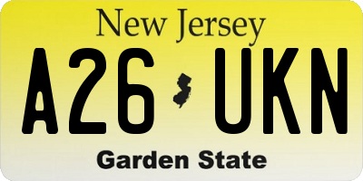 NJ license plate A26UKN