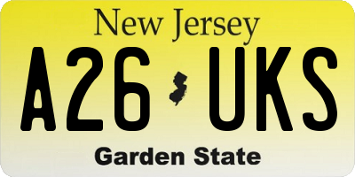 NJ license plate A26UKS