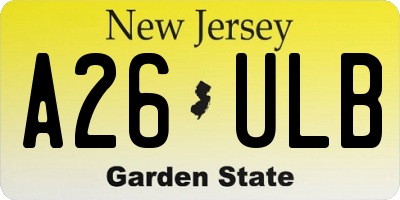 NJ license plate A26ULB