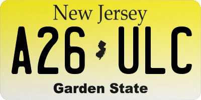 NJ license plate A26ULC