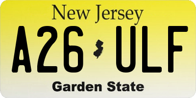 NJ license plate A26ULF