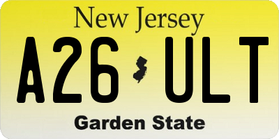 NJ license plate A26ULT